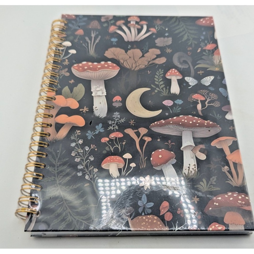 NEW! MUSHROOMS  Hardcover Spiral Notebook Diary Journal Lined Fairycore Woodland